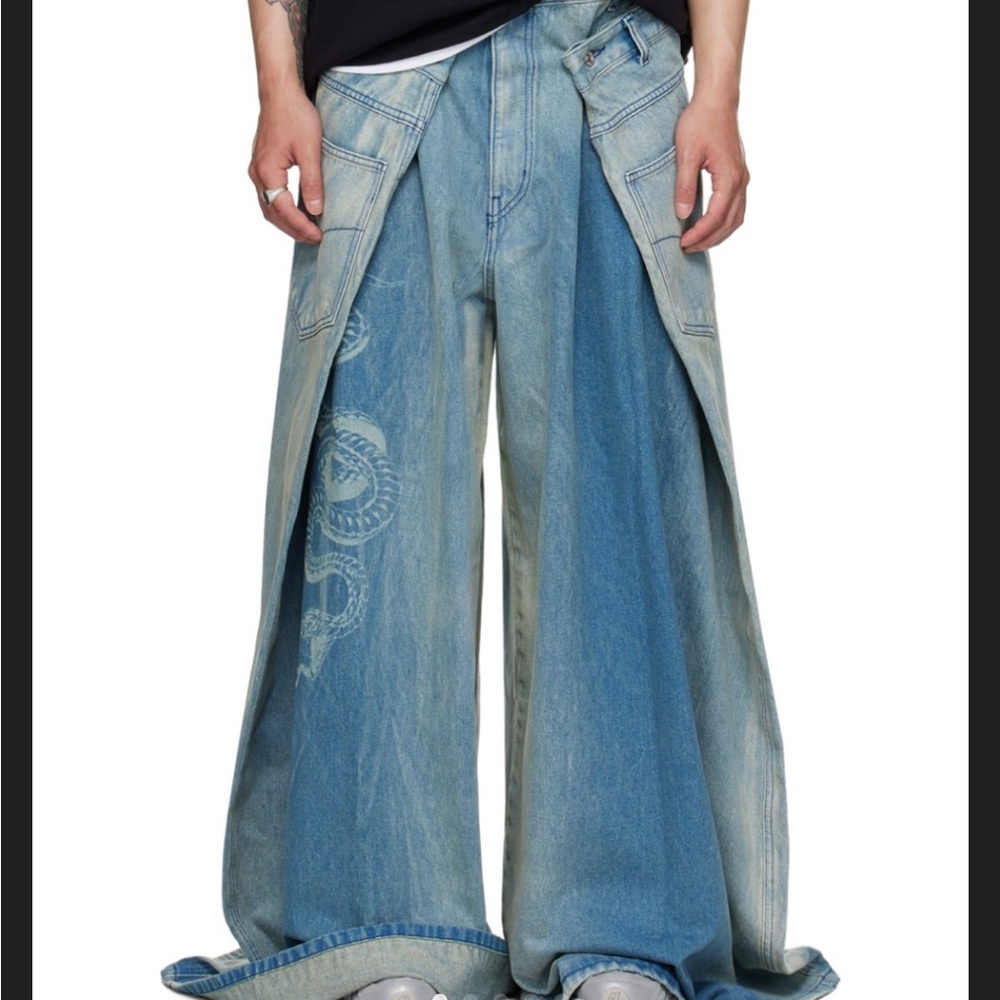 LUU DAN Blue Relaxed Wide-Leg Jeans